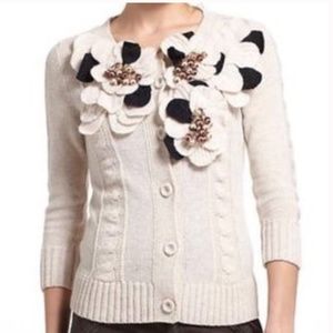 WORN ONCE! Dimensional Petals Embellished Cardigan Sweater. A showstopper.